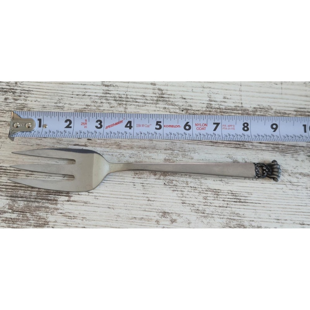 Vintage Rogers Stainless Japan 3-Tine Serving Fork Ornate Handle Flatware